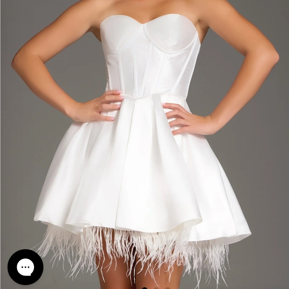 Jovani White Strapless Fit and Flare Mini Dress